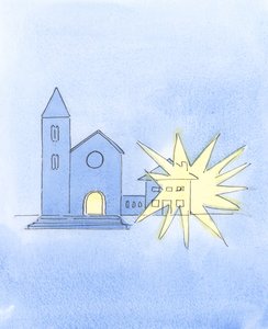 Biskoper og prester bør våkne opp hver dag brennende av ønske om å spre den katolske troen, aktivt tenke på nye måter å forklare og spre den på., 2004 (w/c på papir) av Elizabeth Wang