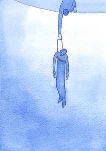 Ved en ren tråd av kjærlig bønn kan vi holde noen fra fare og trekke dem mot Guds lys, 2002 (w/c på papir) av Elizabeth Wang