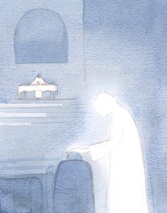 Kristus beundrer selv vår svake kjærlighet til ham. Han får det til å blusse opp ytterligere i våre hjerter, og smitte ut på andre., 2001 (w/c på papir) av Elizabeth Wang