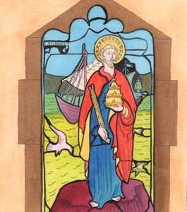 Kristus brakte meg til tankene bildet av St. Peter, i min lokale kirke, som sier, 2005 (akvarell på papir) av Elizabeth Wang