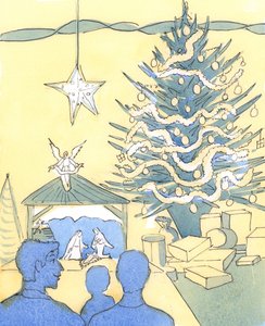 Kristus kom til jorden, for å bli født i fattigdom, for vår skyld; men vi trenger å feste så vel som å faste i Hans kirke, 2004 (w/c på papir) av Elizabeth Wang