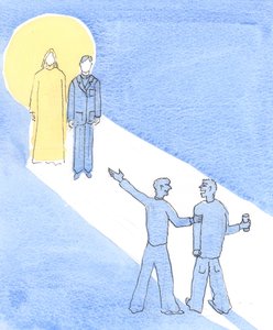 Kristus regner som gjort mot seg selv det gode eller onde som vi gjør mot andre, 2002 (w/c på papir) av Elizabeth Wang