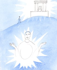 Kristus forklarte dåpens vidunder, 2004 (w/c på papir) av Elizabeth Wang