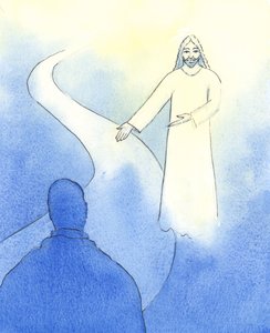 Kristus har en vei for hver av oss å følge, 2004 (w/c på papir) av Elizabeth Wang