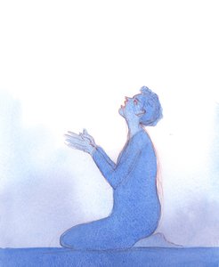 Kristus rakte frem til meg en lilla kappe, som den som ble drapert over skuldrene hans før hans korsfestelse, 2004 (w/c på papir) av Elizabeth Wang