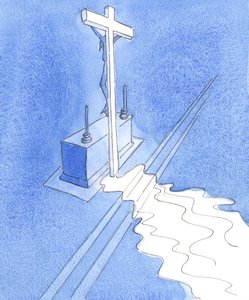 Kristus, i sitt jordiske liv, ofret offeret for å gjøre slutt på alle ofre, selv om han ikke fortjente annet enn kjærlighet, ære og ære, 2003 (w/c på papir) av Elizabeth Wang