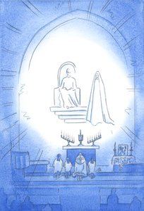Kristus troner over oss, i herlighet, ved vår Novena og velsignelse, som er som en himmelsk fest. Vår mor Mary står glad i nærheten, 2002 (w/c på papir) av Elizabeth Wang