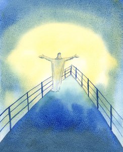 Kristus er med sin kirke, under messeofferet, og ber på våre vegne, 2002 (w/c på papir) av Elizabeth Wang