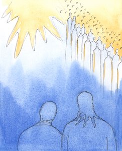 Kristus er med oss når vi ærer hans hellige, 2003 (w/c på papir) av Elizabeth Wang