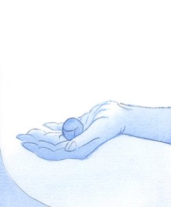 Kristus ser med tilfredshet på livet til en som er forsonet, som er som en plettfri frukt, 2002 (w/c på papir) av Elizabeth Wang