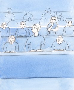 Kristus elsker å være med oss i nattverden, men så få av oss hilser ham, elsker ham eller tilbyr å tjene ham, 2004 (w/c på papir) av Elizabeth Wang