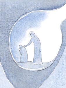 Kristus min Herre ventet tålmodig til smerten avtok, 2000 (w/c på papir) av Elizabeth Wang