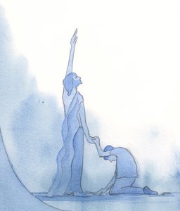Kristus, den syndfrie Gud-mannen, er syndernes forkjemper, 2002 (w/c på papir) av Elizabeth Wang