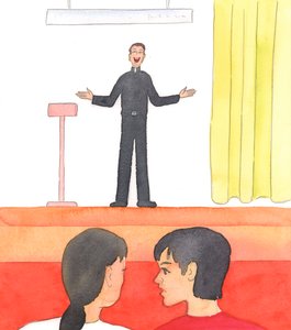 Kristus ønsker at vi skal respektere prester som er «andre Kristuser» blant oss, 2005 (akvarell på papir) av Elizabeth Wang