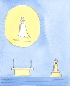 Kristi hellige mor Maria fortjente å bli hedret, 2004 (w/c på papir) av Elizabeth Wang