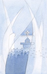 Hver hellige skytsengel adlyder Kristi vilje ved å ære den som Kristus ber ham om å vokte., 2001 (w/c på papir) av Elizabeth Wang