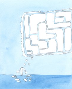 Selv når vi stoler på Gud og prøver å tjene ham, kan det virke som om livet er et puslespill, med uventede og dårlige deler, 2003 (w/c på papir) av Elizabeth Wang