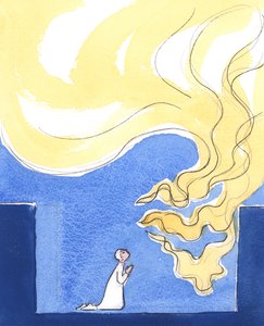 Gud er så ren som ild, 2003 (w/c på papir) av Elizabeth Wang