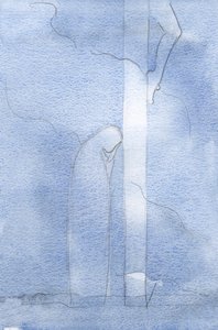 Han rettet mitt syn mot hans dyrebare blod, utsølt for våre synder, og til hans hellige kors, tydelig i sikte., 2001 (w/c på papir) av Elizabeth Wang