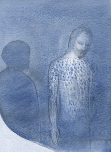Han viste meg utseendet til hans sår etter hans pisking, og viste hvordan våre ofre, forent med hans, kan tilbys i én bønn til Faderen., 2001 (w/c på papir) av Elizabeth Wang