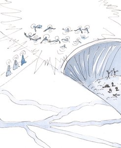 Himmelen er funnet av de som følger stien til elven av levende vann som er Guddommen, 2004 (w/c på papir) av Elizabeth Wang