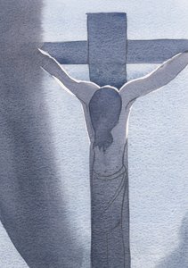 Jeg så Jesus, korsfestet og blodig, hode bøyd i pine. Det var her kjærligheten brakte Ham, 2000 (w/c på papir)