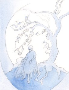 Jeg så en bue av løv i sjelen. Han sa at den var forberedt av alle hjertesorgene jeg hadde akseptert, og av mine bønner, 2000 (w/c på papir) av Elizabeth Wang