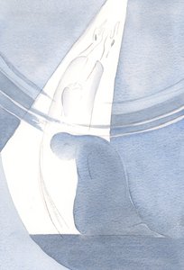 Jeg så hvordan Kristi liv og offer gjennomtrenger selve himmelen, og åpner en vei hvor vi kan følge, for å dele hans herlighet., 2000 (w/c på papir) av Elizabeth Wang