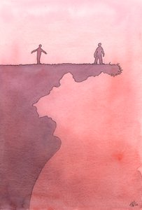 Hvis noen, kanskje uten å være klar over det, er i moralsk eller åndelig fare, er det vår klare plikt å advare og hjelpe dem, 2003 (w/c på papir) av Elizabeth Wang