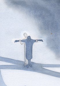 Hvis vi forener våre lidelser med Kristus, støtter han oss og lar oss ta del i hans frelsesverk, 2000 (w/c på papir) av Elizabeth Wang
