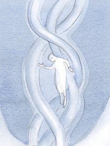 Hvis vi lengter etter Gud i bønn og gjør hans vilje, vil han trekke oss inn i den hellige treenighets pulserende indre liv, 2000 (w/c på papir) av Elizabeth Wang
