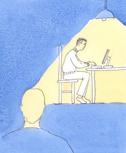 Det er en farlig ting for noen å være så uvillig til å forlate sine egne interesser eller tvangstanker at han er villig til å ignorere ropene til noen i nød eller desperat nød., 2004 (w/c på papir) av Elizabeth Wang