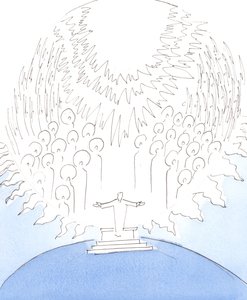 Det er som om himmelen har gått ned så langt som en kirkelig helligdom, 2004 (w/c på papir) av Elizabeth Wang