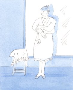 Det er bra at vi gleder oss over vakre ting og takker Gud for dem, 2004 (w/c på papir) av Elizabeth Wang