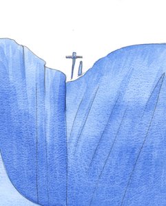 Det var som om Kristus og Vår Frue var sammen ved verdens kant, da Han døde for å redde syndere fra avgrunnen, 2002 (w/c på papir) av Elizabeth Wang