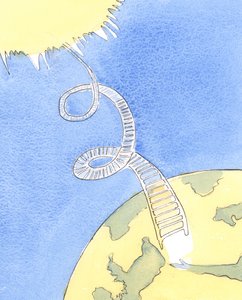 Det er som om det strakte seg en lang spiralstige fra himmelen og ned til jorden, 2004 (w/c på papir)