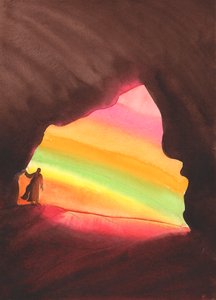 I likhet med Elia er vi kalt til å søke Guds nærhet, og være forferdet over hans makt og majestet og skjønnhet, 2004 (w/c på papir)