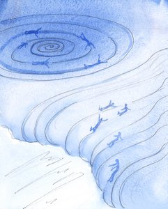 Dødelig synd er som et boblebad, 2004 (w/c på papir) av Elizabeth Wang