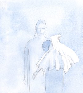 En dag, i min sjel, holdt han frem et bryllupsslør, 2000 (w/c på papir) av Elizabeth Wang