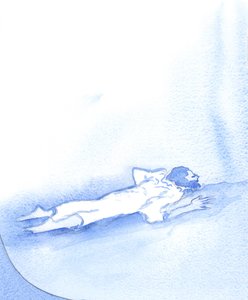 En som velger å ignorere Kristus, snur ryggen til den blødende skikkelsen som led døden for våre synder, 2002 (w/c på papir) av Elizabeth Wang