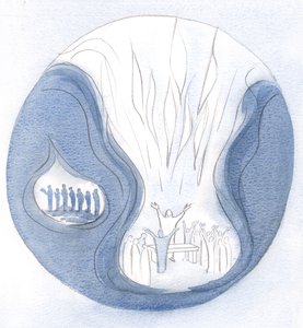Ett ord bedt i forening med Jesus, stiger opp fra sjelen, trenger gjennom himmelen på en måte som er umulig for de som ikke ber i hans navn., 2000 (w/c på papir) av Elizabeth Wang