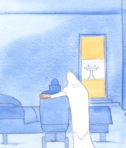 Vår Frue kommer for å hjelpe oss i våre vanskeligheter, 2003 (w/c på papir) av Elizabeth Wang