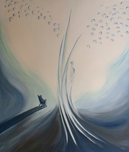 Våre personlige bønner og andakter, som rosenkransen, forener oss til himmelen og gleder vår skytsengel, 2001 (olje om bord) av Elizabeth Wang