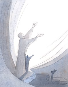 Bønn med Kristus er strålende og effektiv, men uten ham er det som å rope ut i mørket, 2001 (w/c på papir) av Elizabeth Wang