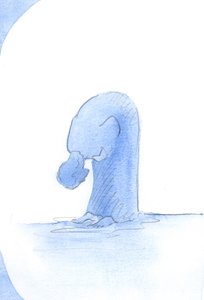 Saint Francis bøyde seg til bakken, tilbad Kristus og sa: "Å! Når jeg tenker på hva Jesus har gjort for meg!", 2002 (w/c på papir) av Elizabeth Wang