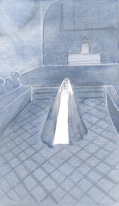 Hun som er ren som Kristus, sto blant disse dominikanerbrødrene i Oxford som lever for hennes sønn, bundet av deres tredobbelte løfter, 2000 (w/c på papir) av Elizabeth Wang