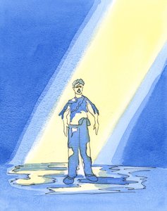 Noen mennesker, selv om de har blitt frelst, ser tydelig når de dør hvor dårlig forberedt de er på himmelen, som om de har på seg skitne klær - fordi de har forsømt bot og bønn, 2004 (w/c av Elizabeth Wang