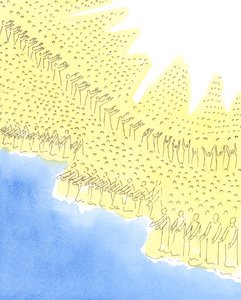 De hellige i himmelen er godt plassert for å kunne vende seg til Gud og be for oss som fortsatt streber etter hellighet, 2004 (w/c på papir) av Elizabeth Wang