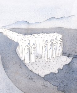 Tradisjonen er en fast vei; den hadde blitt laget gjennom ulendt grunn av hæren av troende, forent i markering og bygging., 2001 (w/c på papir) av Elizabeth Wang
