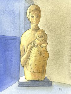The Virgin and Child, 2001 (w/c på papir) av Elizabeth Wang